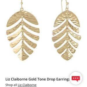 Liz Claiborne articulated gold tone leaf earrings.